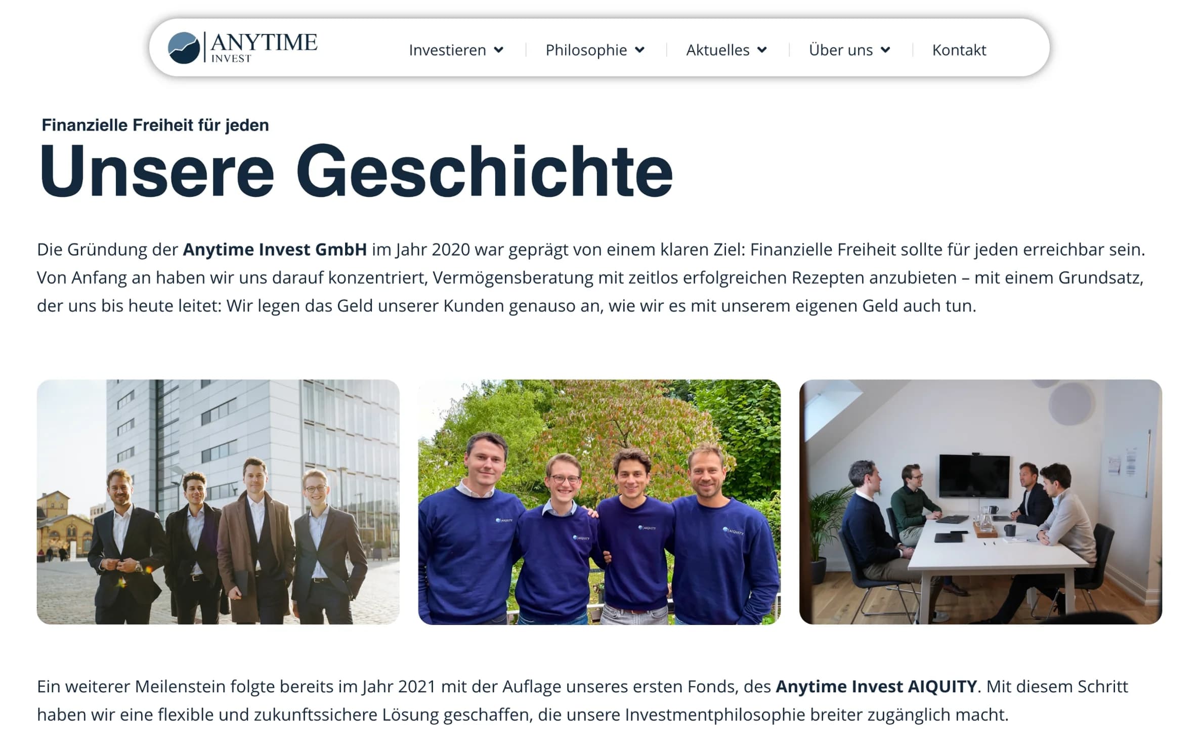 Anytime Invest – Leistungen